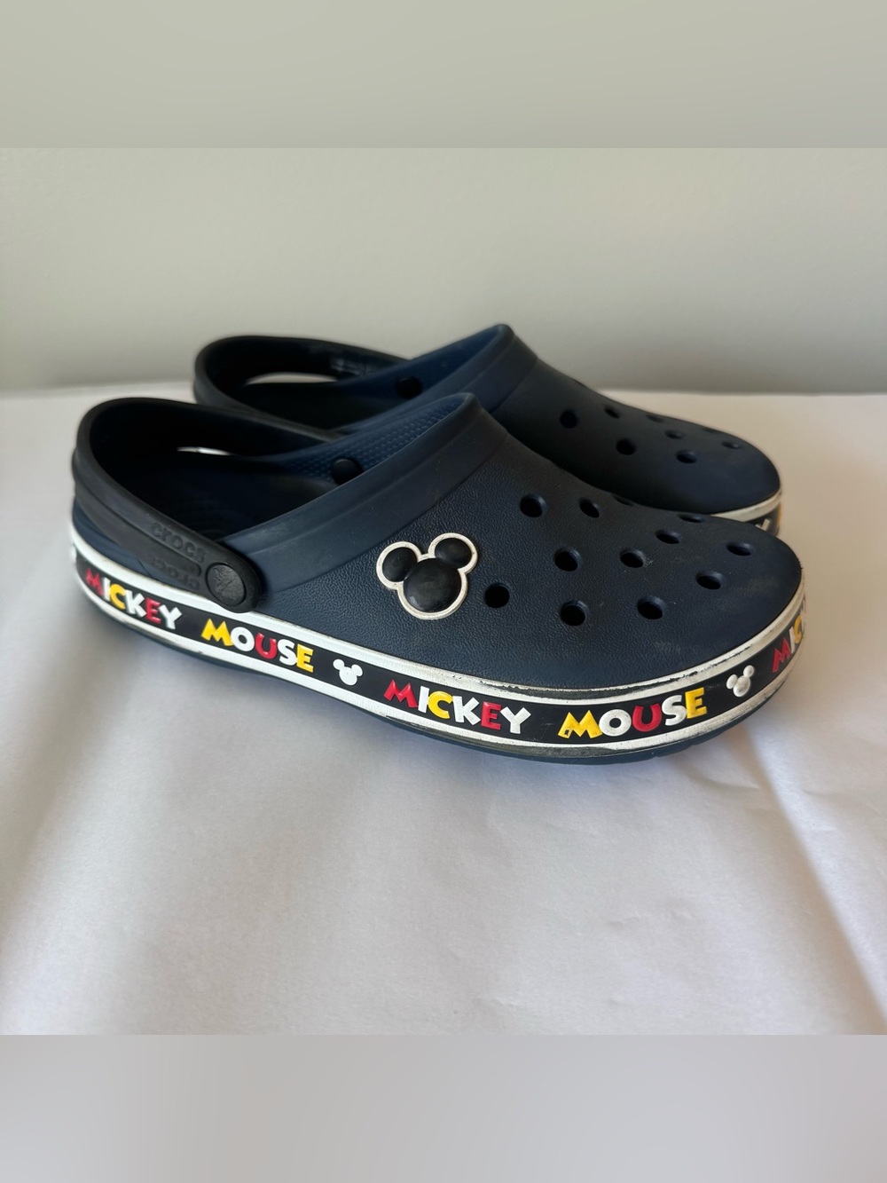 CROCS Size 9 Women’s Navy Blue Mickey Mouse Clogs Sandals - Picture 2 of 6